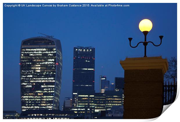  London Skyline at Night Print by Graham Custance
