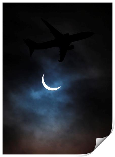 Solar Eclipse ft. Aircraft Print by Matthew Ross