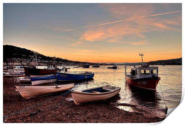  Sunset on Teignmouth Back Beach Print by Rosie Spooner