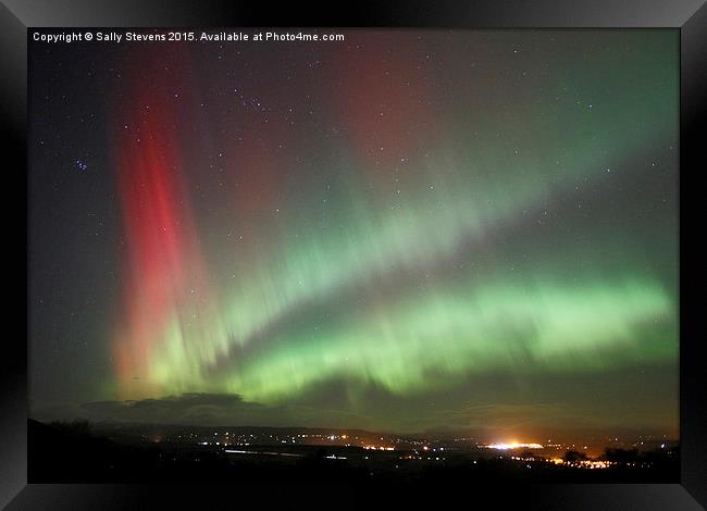  Northern Lights in the Highlands Framed Print by Sally Stevens