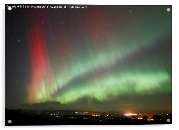  Northern Lights in the Highlands Acrylic by Sally Stevens