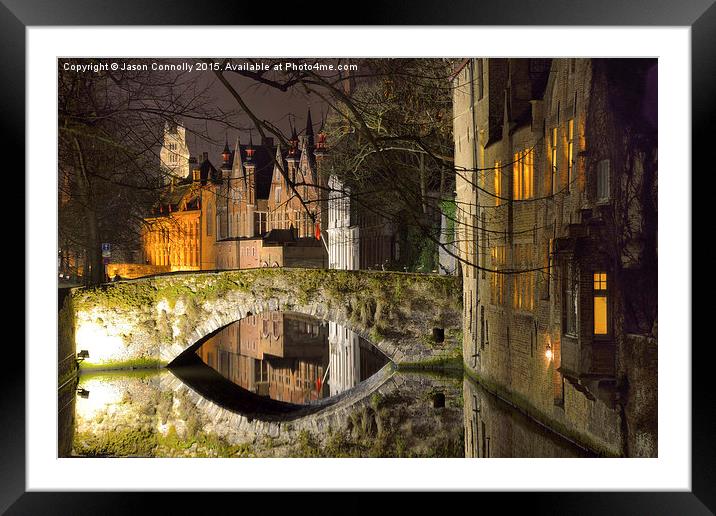  Bruges At Night Framed Mounted Print by Jason Connolly