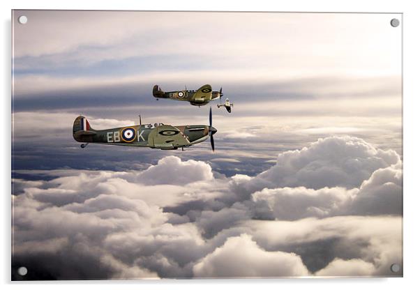 Spitfires On Patrol Acrylic by J Biggadike