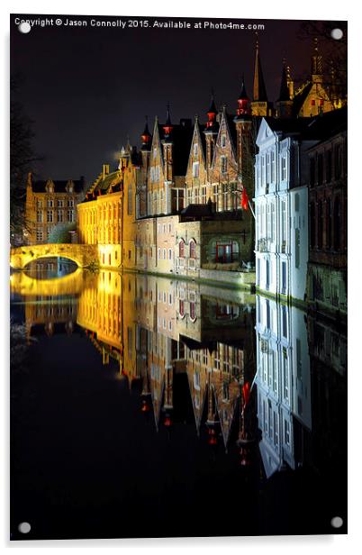  Bruges By Night Acrylic by Jason Connolly