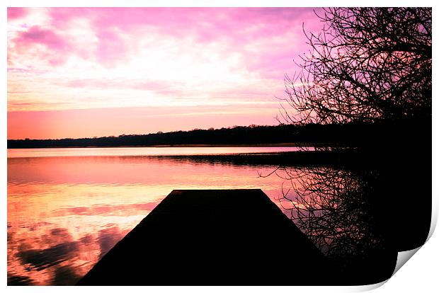  Sun setting over Filby, Norfolk Print by Castleton Photographic
