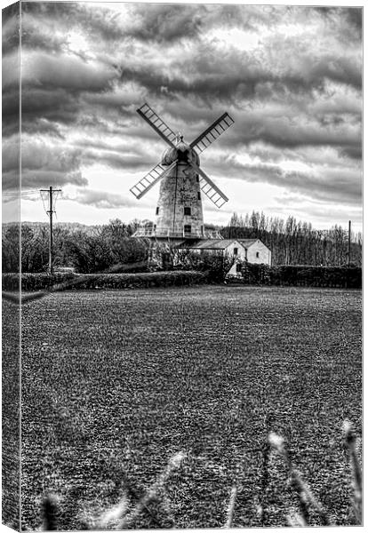 Llancayo Mill Usk 2 Mono Canvas Print by Steve Purnell