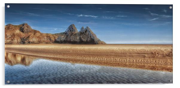  Three Cliffs Bay Gower Acrylic by Leighton Collins
