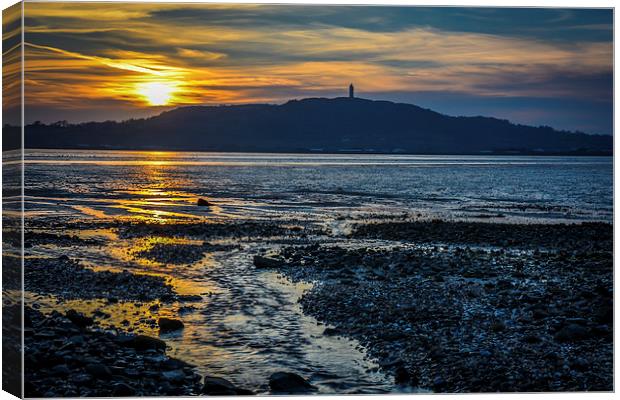  Strangford Lough Scrabo Tower N.Ireland Sunset Canvas Print by Chris Curry
