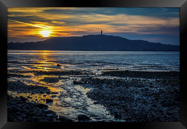 Strangford Lough Scrabo Tower N.Ireland Sunset Framed Print by Chris Curry