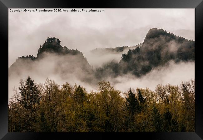 Mist covered Mountains  Framed Print by Hans Franchesco