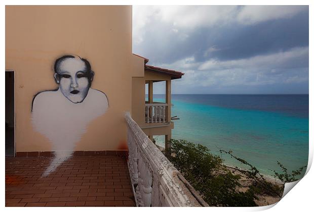 ghostly graffiti - Views around Curacao Caribbean  Print by Gail Johnson