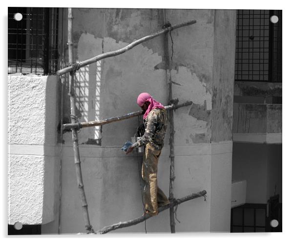 pink bandana Acrylic by anurag gupta