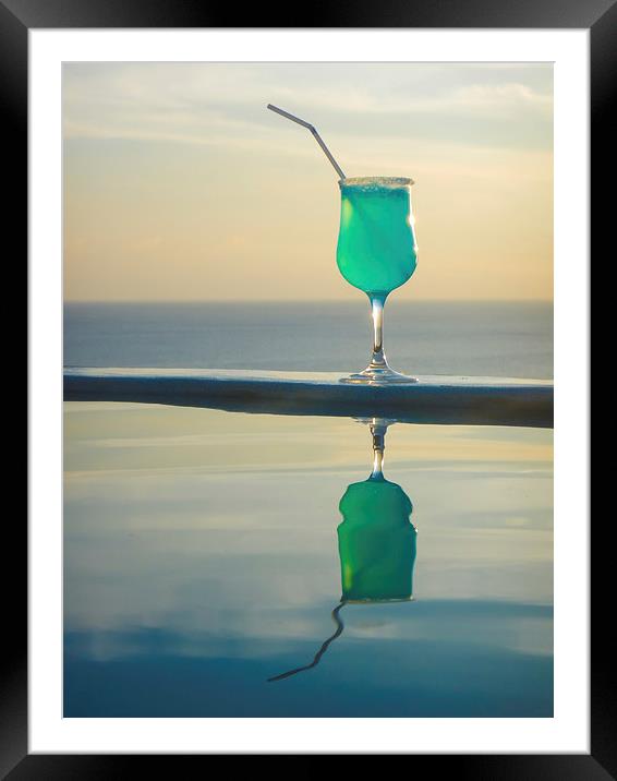 Blue Curacao Drink Framed Mounted Print by Gail Johnson