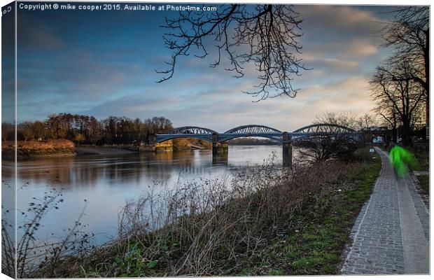  Barnes bridge early jogger Canvas Print by mike cooper