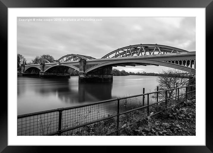 grey day at Barnes bridge Framed Mounted Print by mike cooper