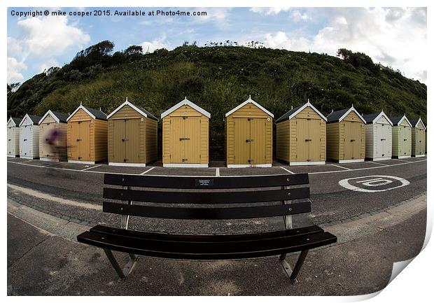  beach huts at Bournemouth Print by mike cooper