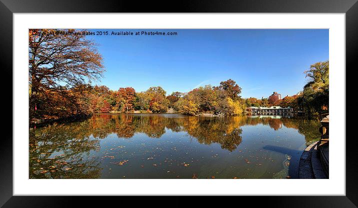 Central Park lake Framed Mounted Print by Matthew Bates