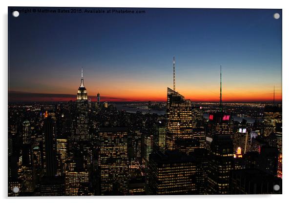 New York Sunset Acrylic by Matthew Bates