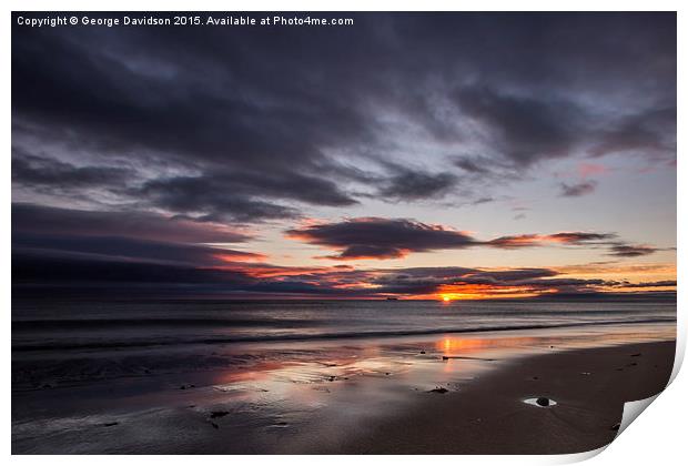 Golden Sunrise on Tynemouth Beach Print by George Davidson