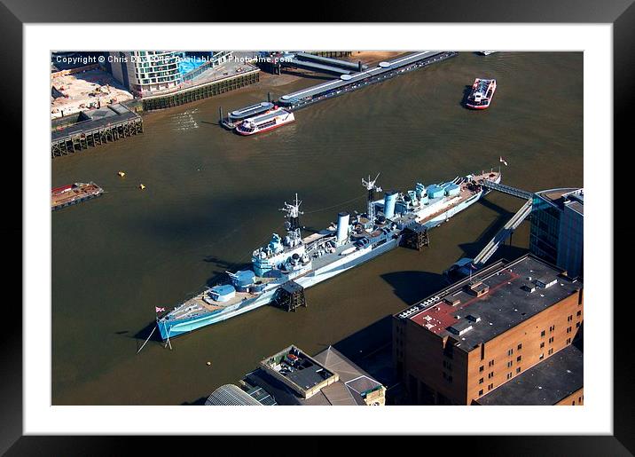 HMS Belfast Framed Mounted Print by Chris Day