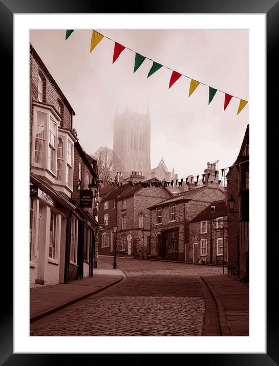  Lincoln, Steep Hill, on a foggy morning Framed Mounted Print by Andrew Scott