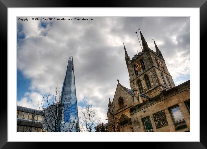  The Shard and Southwark Cathedral Framed Mounted Print by Chris Day