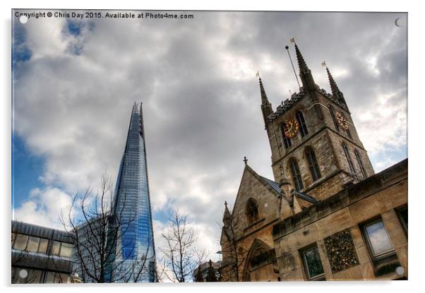  The Shard and Southwark Cathedral Acrylic by Chris Day