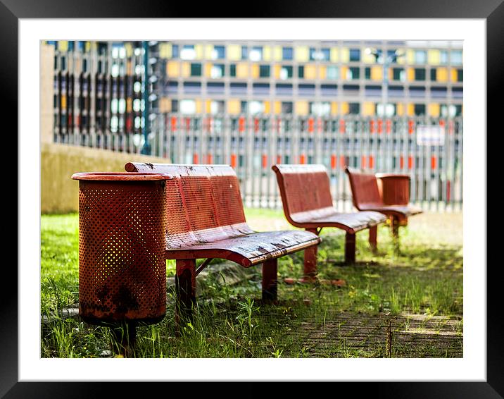 Benches at Park Hill Flats  Framed Mounted Print by Chris Watson