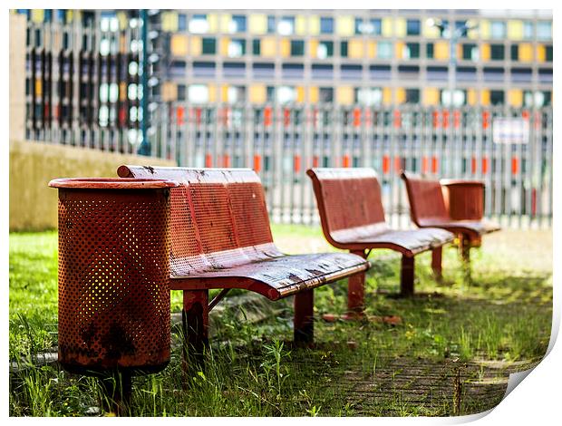 Benches at Park Hill Flats  Print by Chris Watson