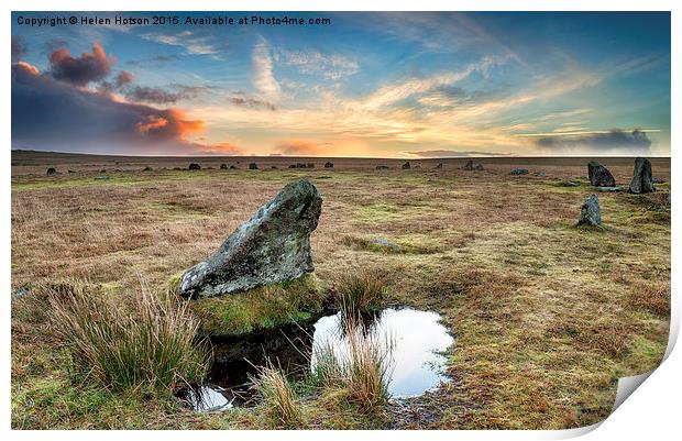 Stone Circle Sunrise Print by Helen Hotson