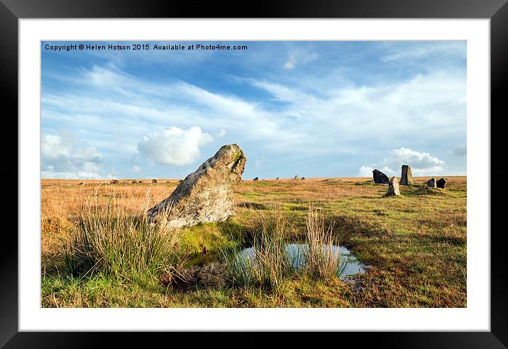 Stannon Stone Circle on Bodmin Moor in Cornwall Framed Mounted Print by Helen Hotson