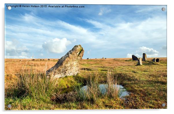 Stannon Stone Circle on Bodmin Moor in Cornwall Acrylic by Helen Hotson
