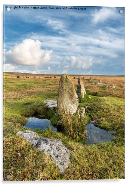 Stannon Stone Circle on Bodmin Moor in Cornwall Acrylic by Helen Hotson