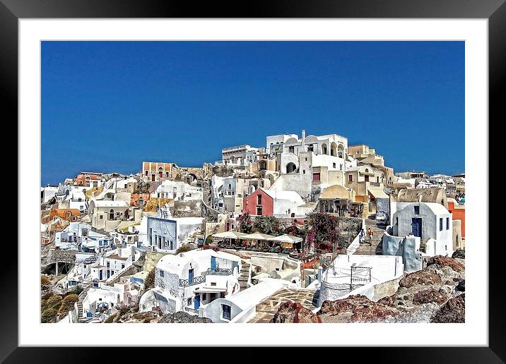 Living in Oia Framed Mounted Print by Tom Gomez