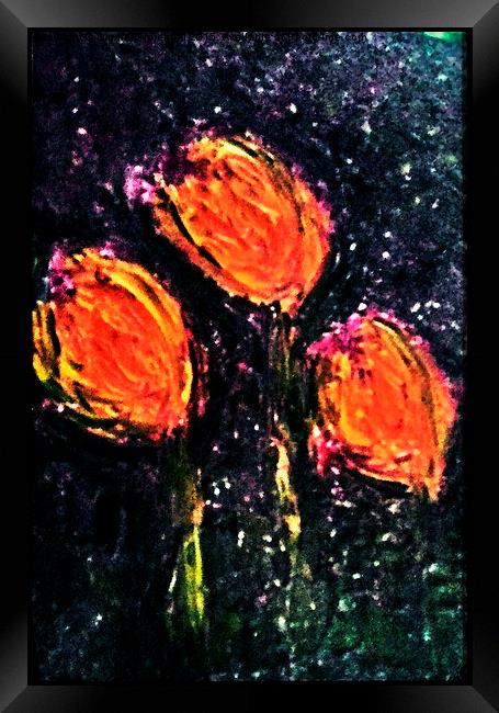  Midnight Tulips Framed Print by Carmel Fiorentini