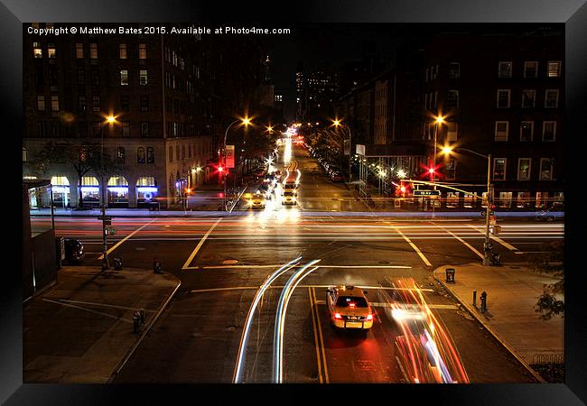 Midnight streets of New York Framed Print by Matthew Bates