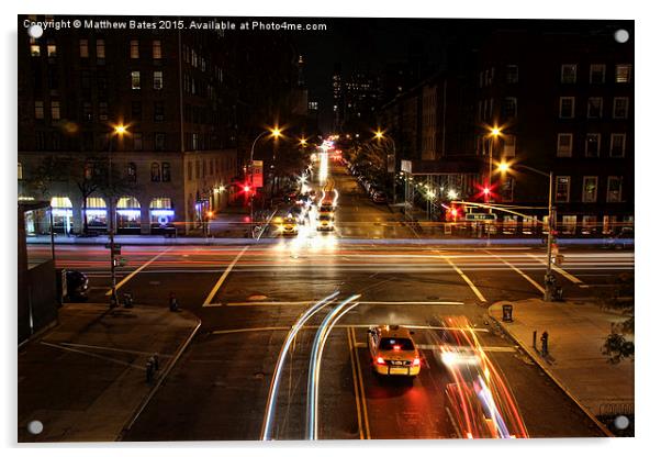 Midnight streets of New York Acrylic by Matthew Bates