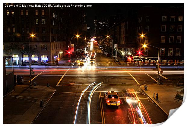 Midnight streets of New York Print by Matthew Bates