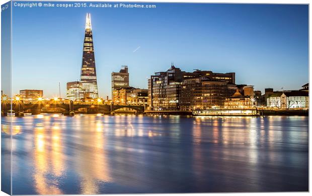  the shard over the water Canvas Print by mike cooper