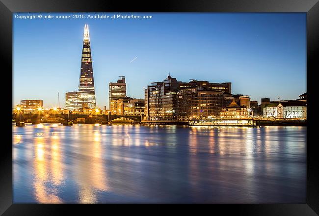  the shard over the water Framed Print by mike cooper