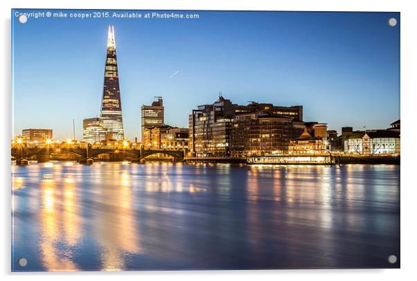  the shard over the water Acrylic by mike cooper