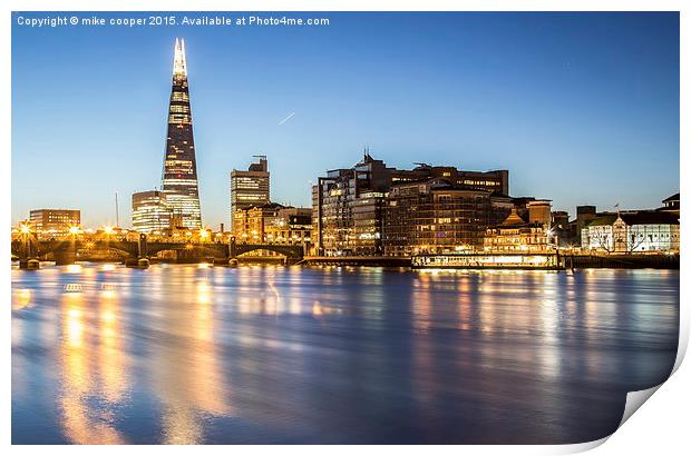  the shard over the water Print by mike cooper