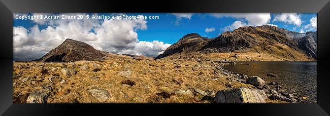 Cwm Idwal Snowdonia Panorama Framed Print by Adrian Evans