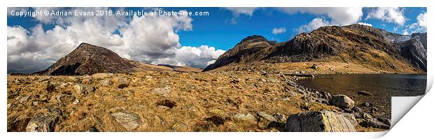 Cwm Idwal Snowdonia Panorama Print by Adrian Evans