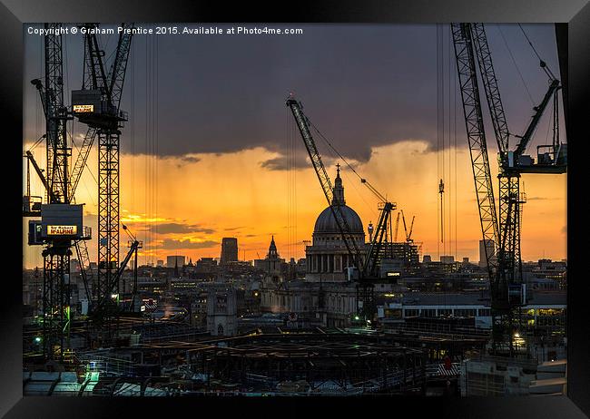  Tower cranes over the City of London Framed Print by Graham Prentice