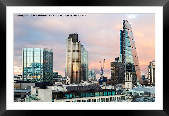  City of London Evening Skyline Framed Mounted Print by Graham Prentice