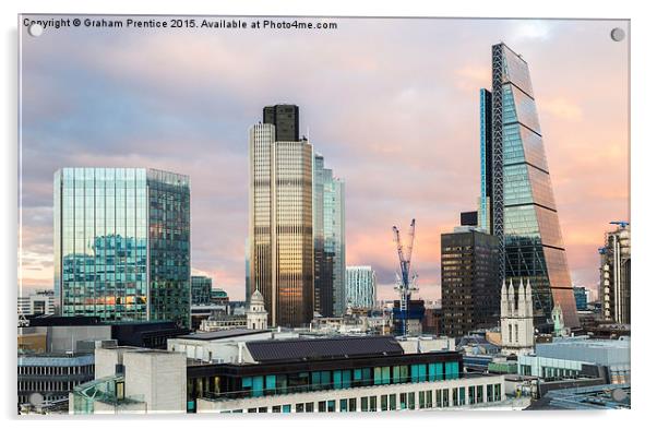  City of London Evening Skyline Acrylic by Graham Prentice