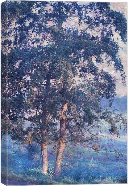  Blue Trees. Monet Style  Canvas Print by Jenny Rainbow