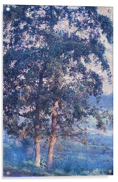  Blue Trees. Monet Style  Acrylic by Jenny Rainbow