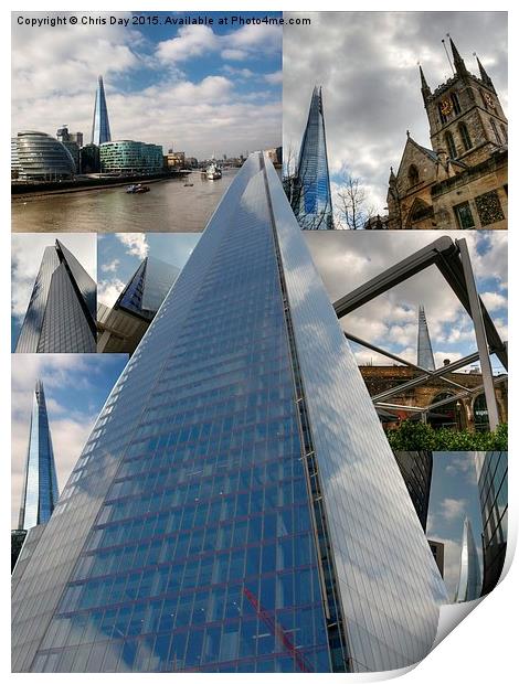  Collage of images of the Shard Print by Chris Day
